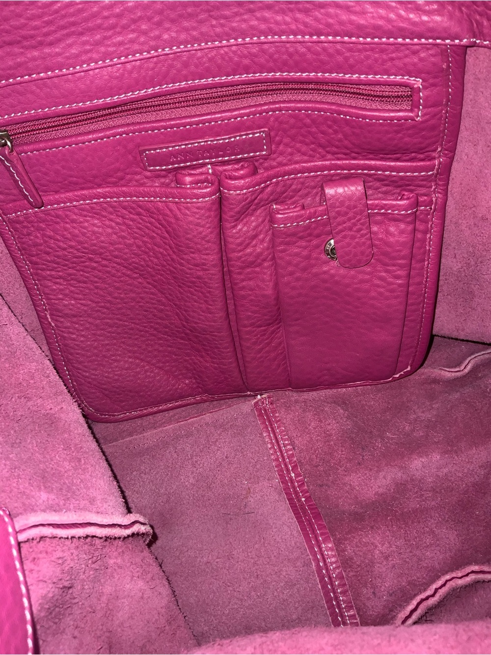 Ann Taylor Fuchsia Soft Pebbled Leather Tote - Picture 12 of 14